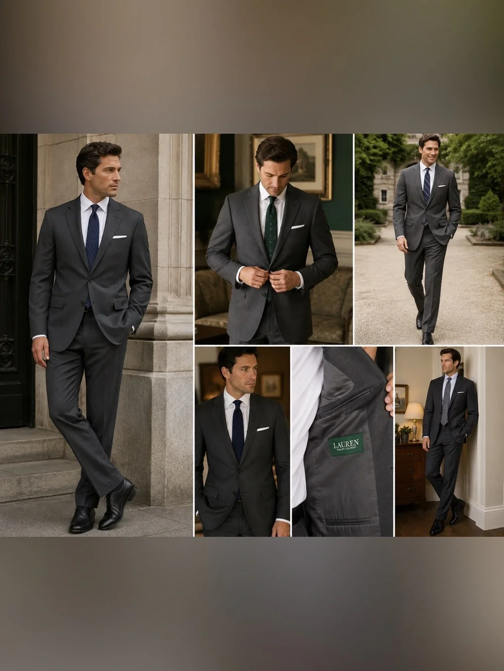 Lauren Ralph Lauren Men’s 44R 100% Wool Charcoal Gray 2 Piece Suit
